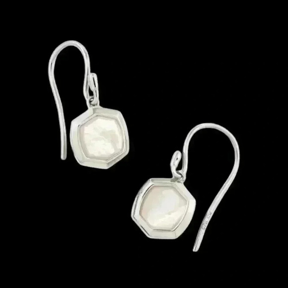 Kendra Scott Davis Small Drop Earrings Sterling Silver Ivory Mother-Of-P… - Picture 1 of 4